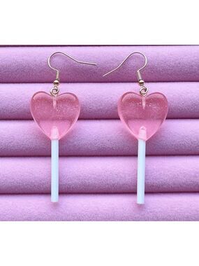 Valentine's Lollipop Heart Shaped Earrings Light Wearing